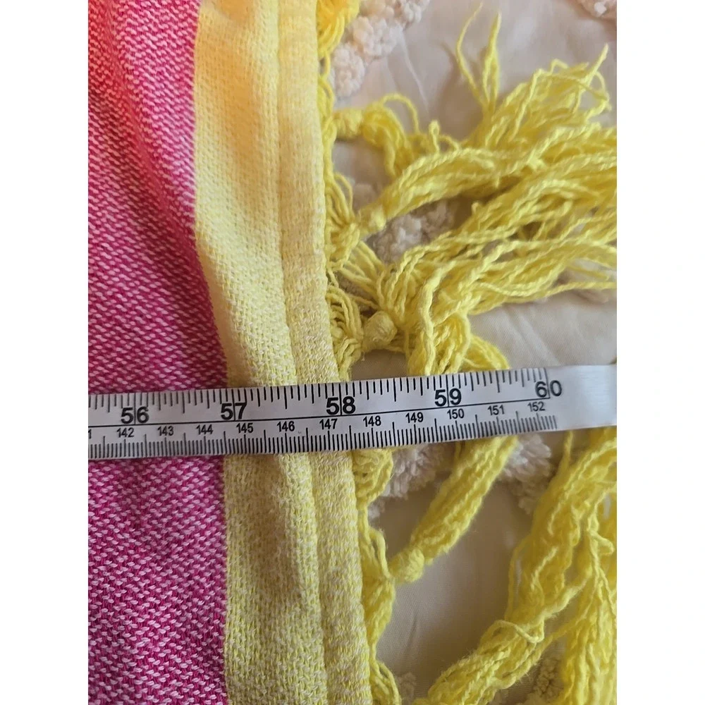 VTG Threshold Multicolor Colorblock Cottagecore Fringe Bedding‎ Blanket 49